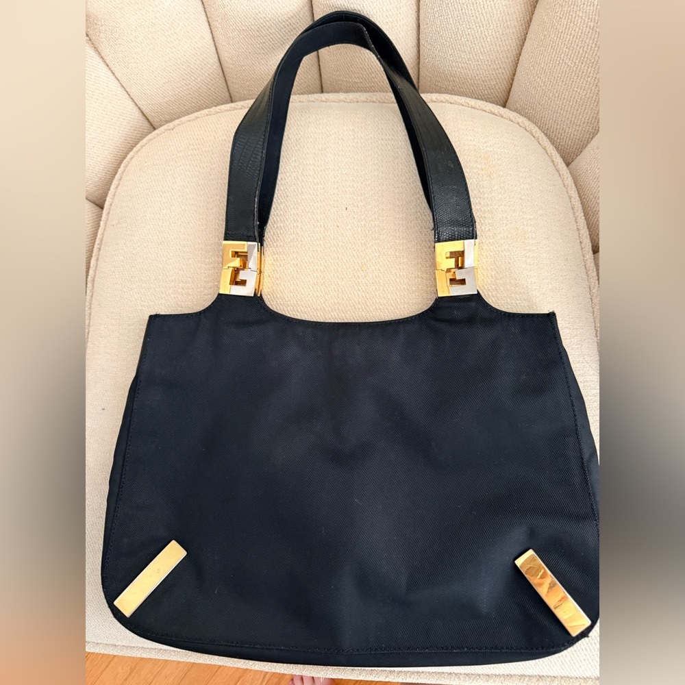 Fendi Vintage Lizard-Trimmed Shoulder Bag